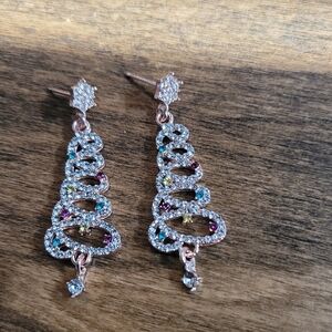 Elegant Multi-Color Christmas Tree Drop Earrings